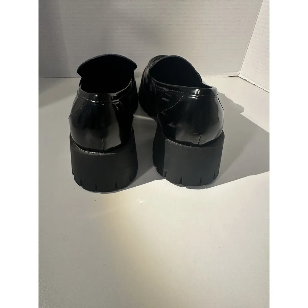 Guess Black Patent Leather Platform Loafers Shoes SIZE 8.5
